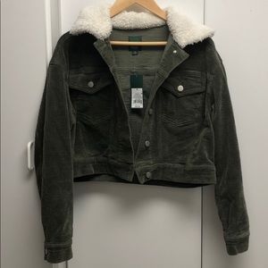 Olive Green Corduroy Fur Jacket